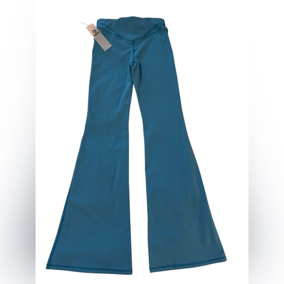 New MONO B Women’s Contour Seam Flared Leggings Color Blue Jay Size Small NWT - Picture 1 of 11